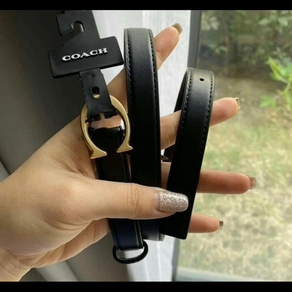 Authentic COACH NWT Signature Buckle Belt, 18 Mm In Black-size small